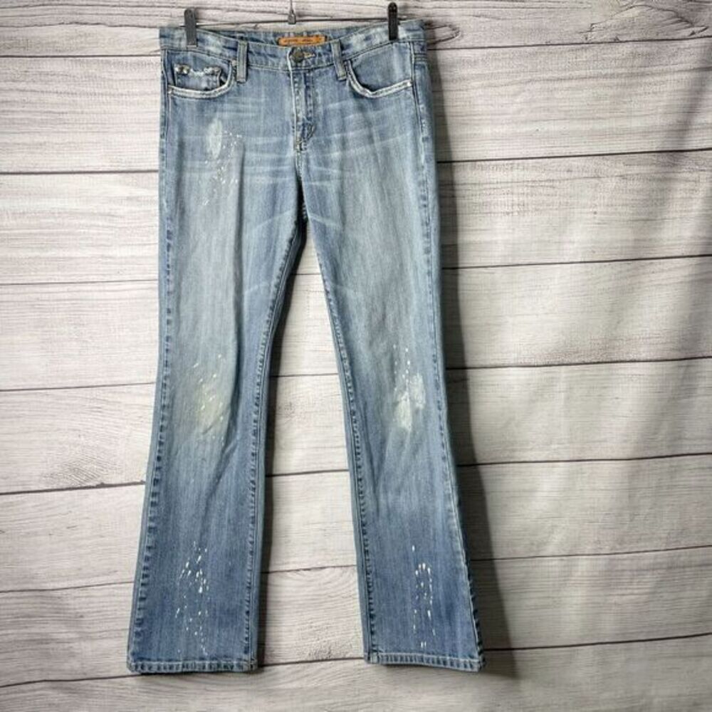 VIGOSS Jeans Blue Denim Distressed‎ Embroidered Flower Patch Juniors size 11